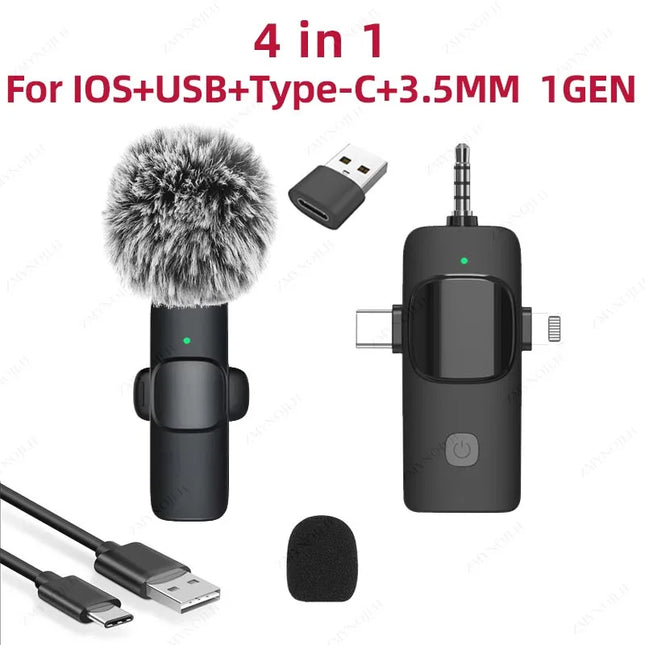 4-in-1 Wireless Lavalier Microphone Kit