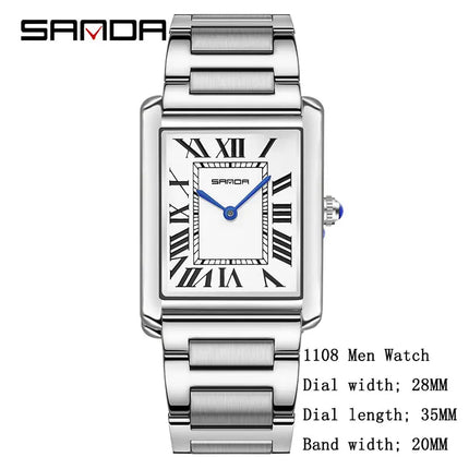 SANDA Square Dial Waterproof Couple Watch
