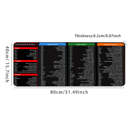 Spanish Excel Shortcuts Desk Mat