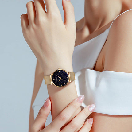 Luxury Frosted Dial Rose Gold Watch