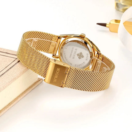 WWOOR Elegant Gold Diamond Women’s Watch