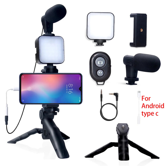 Smartphone Vlogging Kit with Tripod & Mic