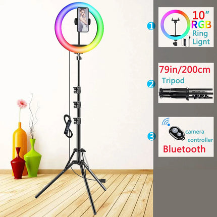 10in RGB Selfie Ring Light with Tripod