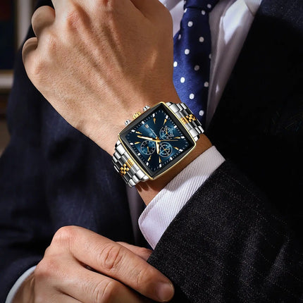 POEDAGAR Elite Square Chrono Watch
