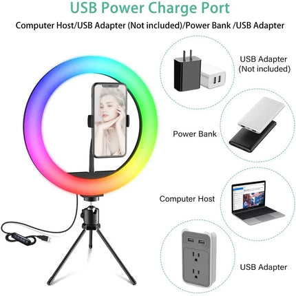10in RGB Selfie Ring Light with Tripod