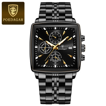 POEDAGAR Elite Square Chrono Watch