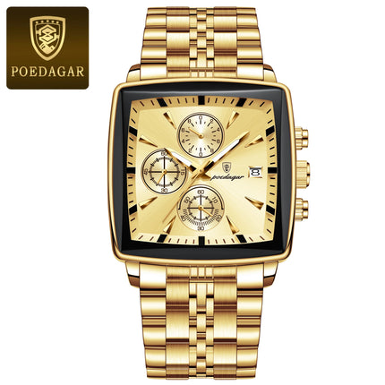 POEDAGAR Elite Square Chrono Watch