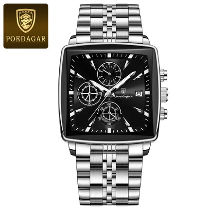 POEDAGAR Elite Square Chrono Watch