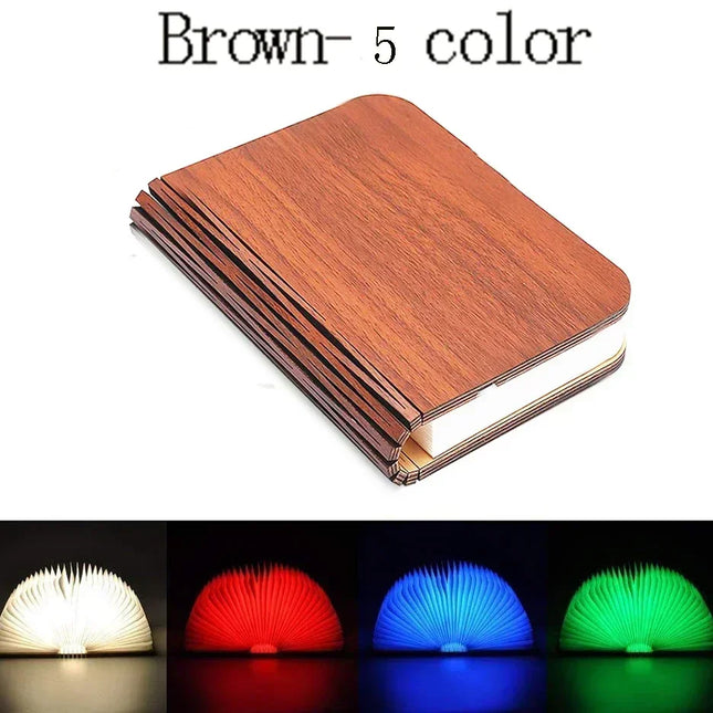 Folding RGB Wooden Book Night Light