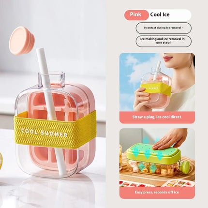 2-in-1 Ice Cube Tray with Straw