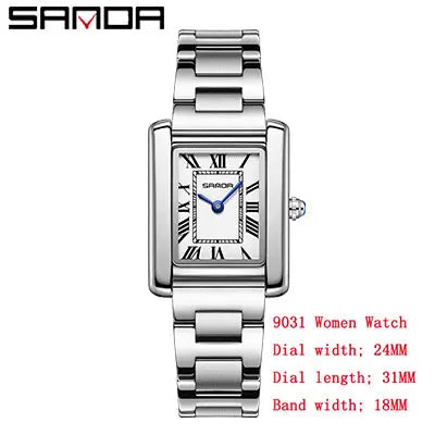 SANDA Square Dial Waterproof Couple Watch