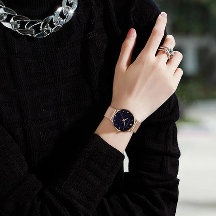 Luxury Frosted Dial Rose Gold Watch