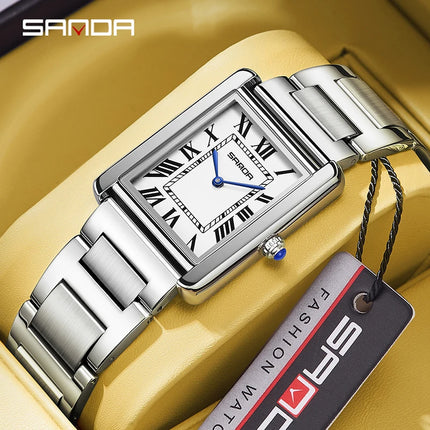 SANDA Square Dial Waterproof Couple Watch