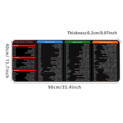 Spanish Excel Shortcuts Desk Mat