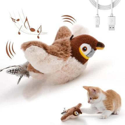 Rechargeable Chirping Plush Catnip Bird Toy