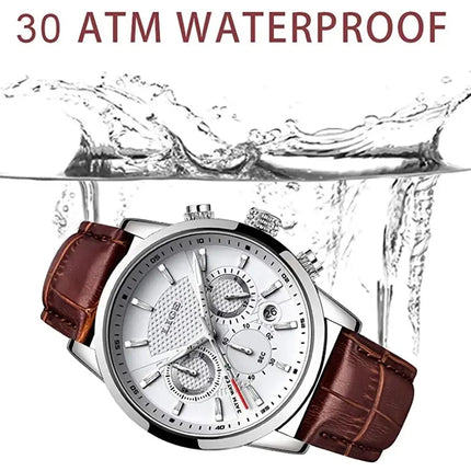 LIGE Luxury Leather Chronograph Watch