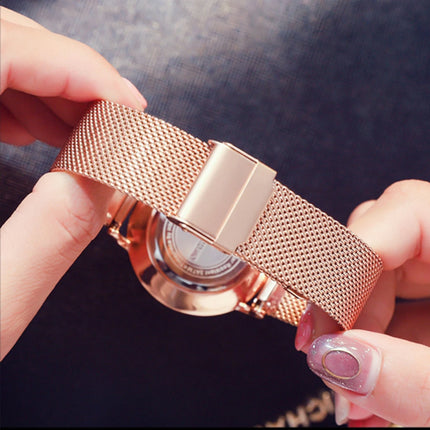 Luxury Frosted Dial Rose Gold Watch