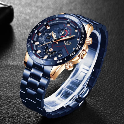 LIGE 2025 Stainless Steel Chronograph