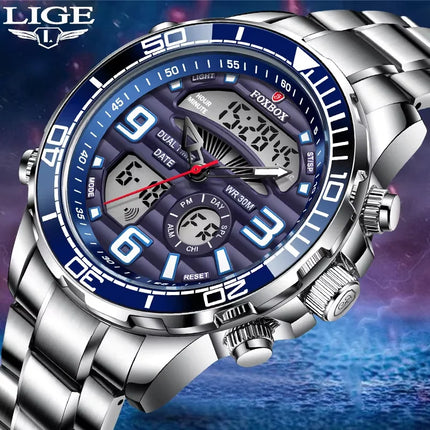 Bold Luxury Dual Display Waterproof Men's Watch