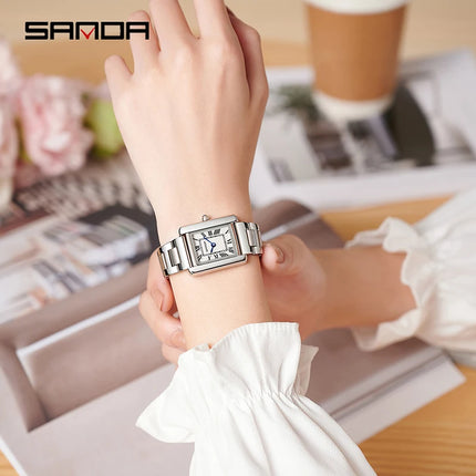 SANDA Square Dial Waterproof Couple Watch