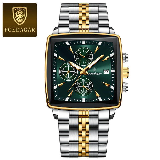 POEDAGAR Elite Square Chrono Watch