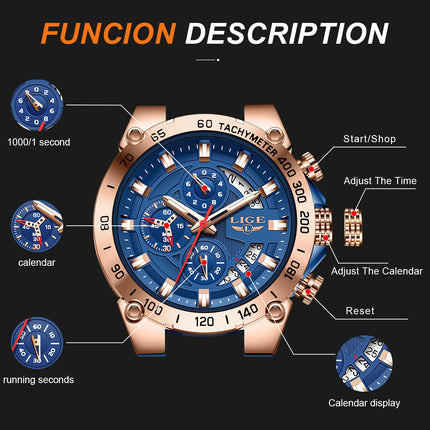 LIGE Men’s Silicone Sport Watch