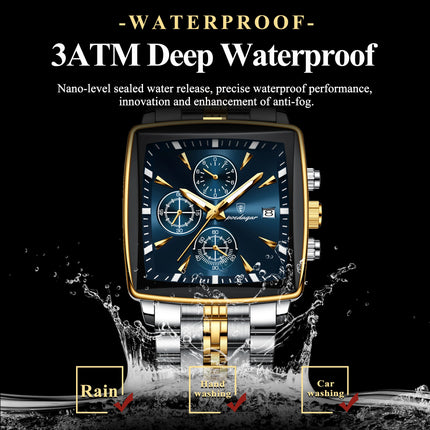 POEDAGAR Elite Square Chrono Watch