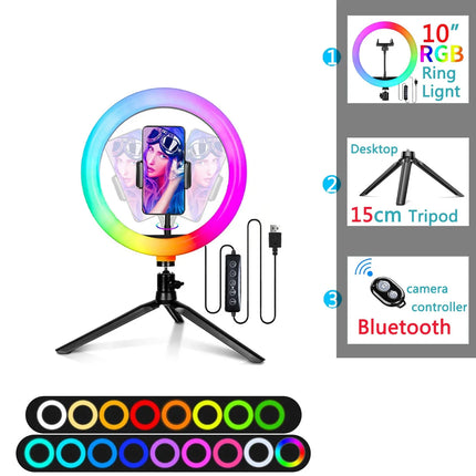 10in RGB Selfie Ring Light with Tripod