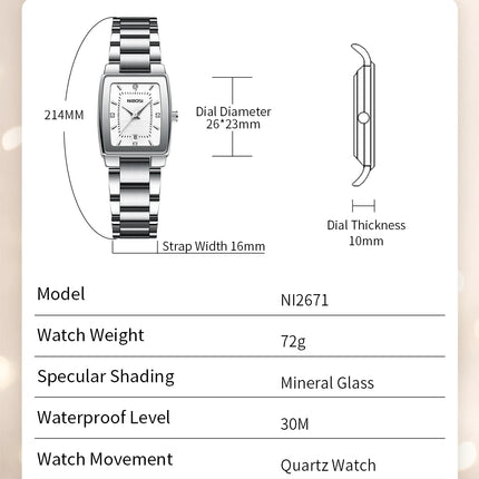 NIBOSI Luxury Stainless Steel Watch