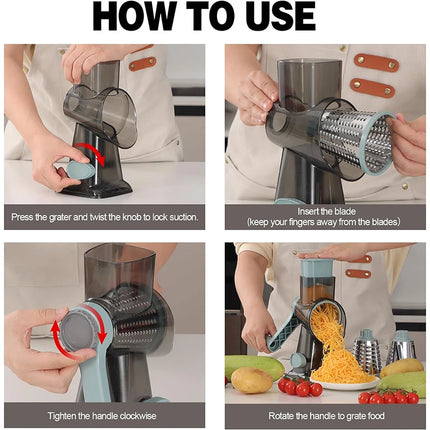 3-in-1 Rotary Cheese & Veggie Grater