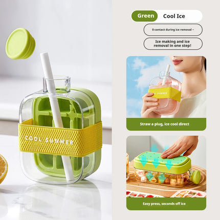 2-in-1 Ice Cube Tray with Straw