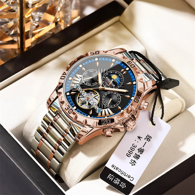 POEDAGAR Luxury Tourbillon Mechanical Watch