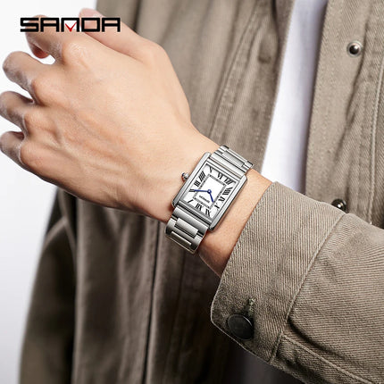 SANDA Square Dial Waterproof Couple Watch