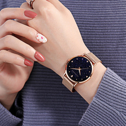 Luxury Frosted Dial Rose Gold Watch