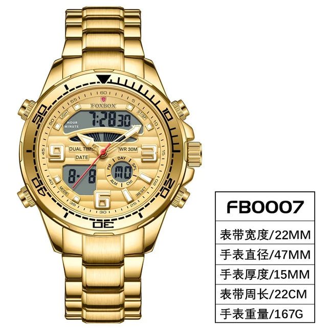 Bold Luxury Dual Display Waterproof Men's Watch