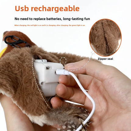 Rechargeable Chirping Plush Catnip Bird Toy
