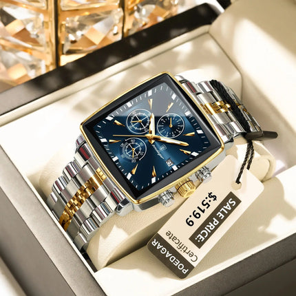 POEDAGAR Elite Square Chrono Watch