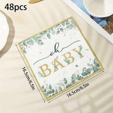 48pcs Oh Baby Golden Foil Disposable Napkins