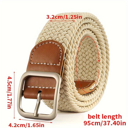 Elastic Braided Belt with Square Buckle