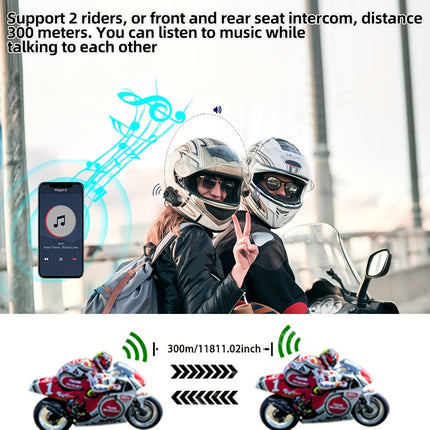 2-in-1 Motorcycle Intercom & Music Helmet Earphone