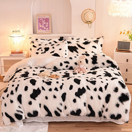 Luxurious Leopard Print Faux Fur Bedding Set