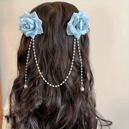 Chic Rose Tassel Hair Clips