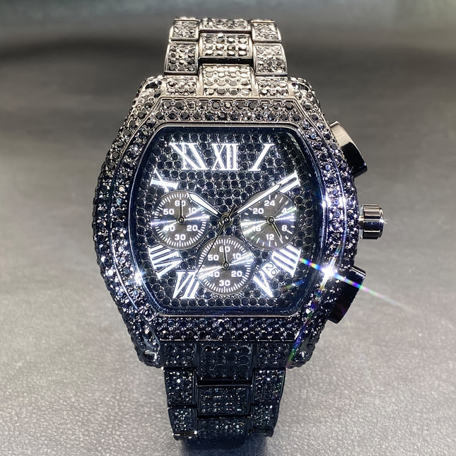 MISSFOX Iced-Out Men's Quartz Watch