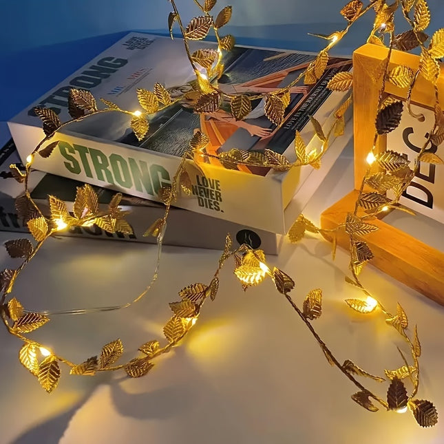 Golden Leaf String Lights - Magical Festive Ambiance 2m/6.56ft