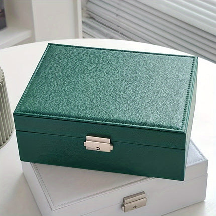 Double-Layer Faux Leather Jewelry Organizer