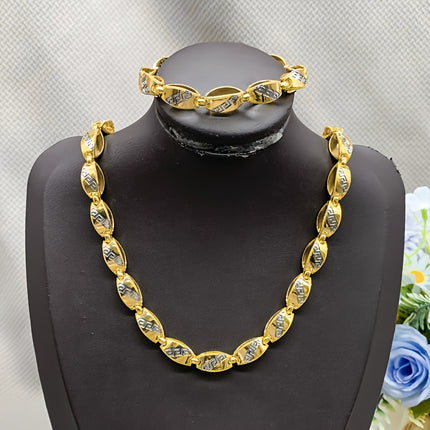 2pcs Hip-Hop Bracelet & Necklace Set