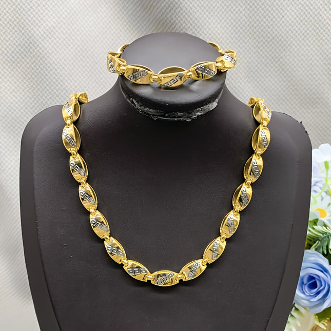 2pcs Hip-Hop Bracelet & Necklace Set