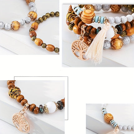 4pcs Tree of Life Beaded Bracelet Set