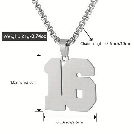 Men's Sports Number Pendant Necklace