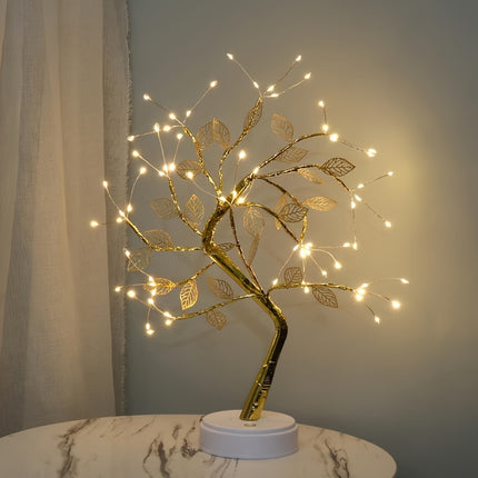 Golden Leaf Tree Lamp - LED Copper Wire Touch Light
